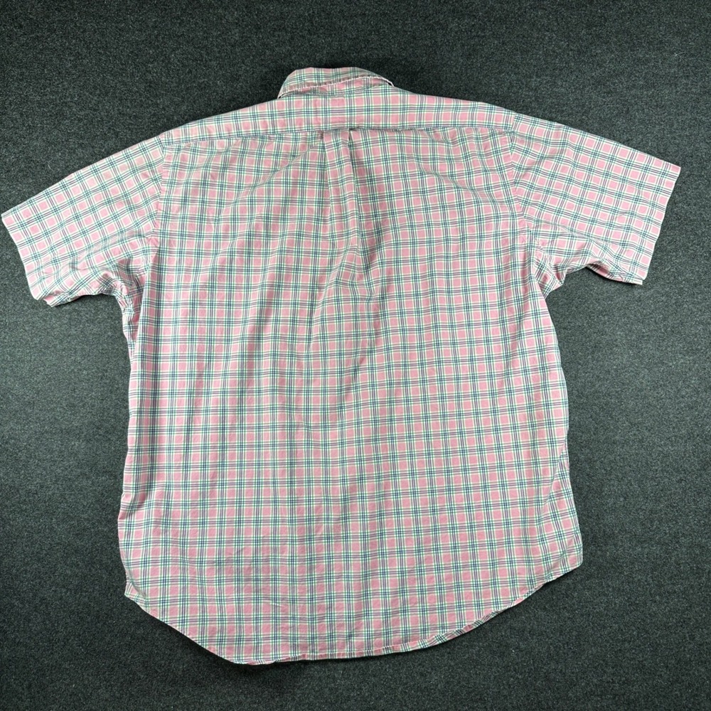Ralph Lauren Mens XL Classic Fit Short Sleeve Plaid Button Down Shirt Pink Green - Picture 3 of 6